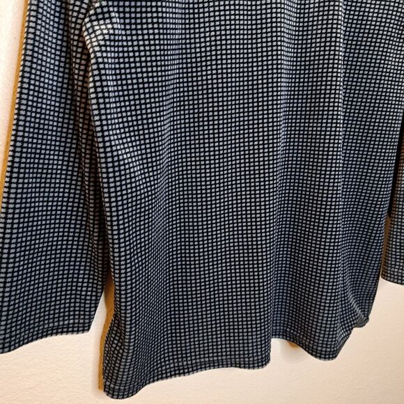 Vintage Y2K Wing Shing Fashion Soft Velvet Top Houndstooth Size L Black White - Picture 7 of 8